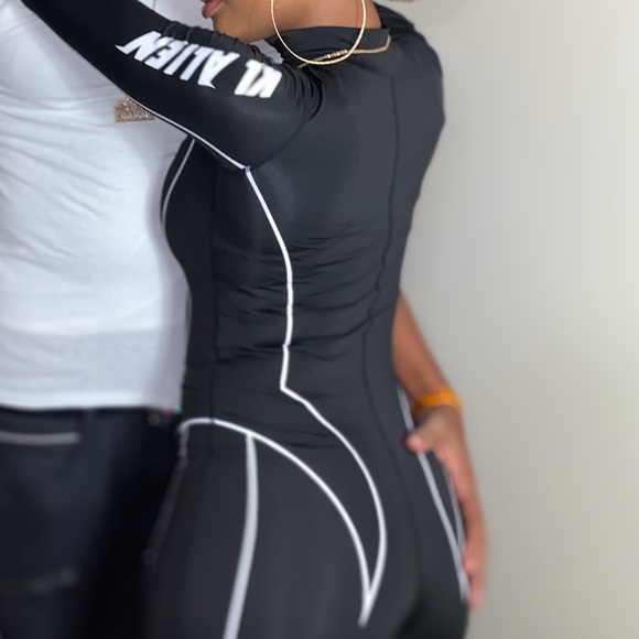 Black long sleeve Biker playsuit - Picture 1 of 3